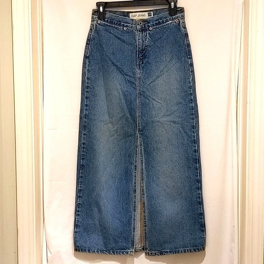 Gap Jeans - Women - Vintage  Denim Long Riveted Maxi Skirt, Light wash  Blue -